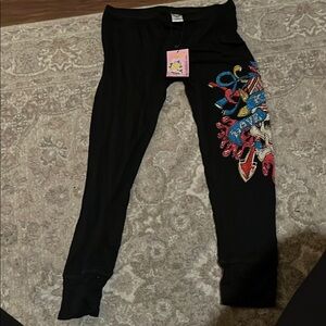 Ed Hardy Designer Black Leggings with Colorful Love Design